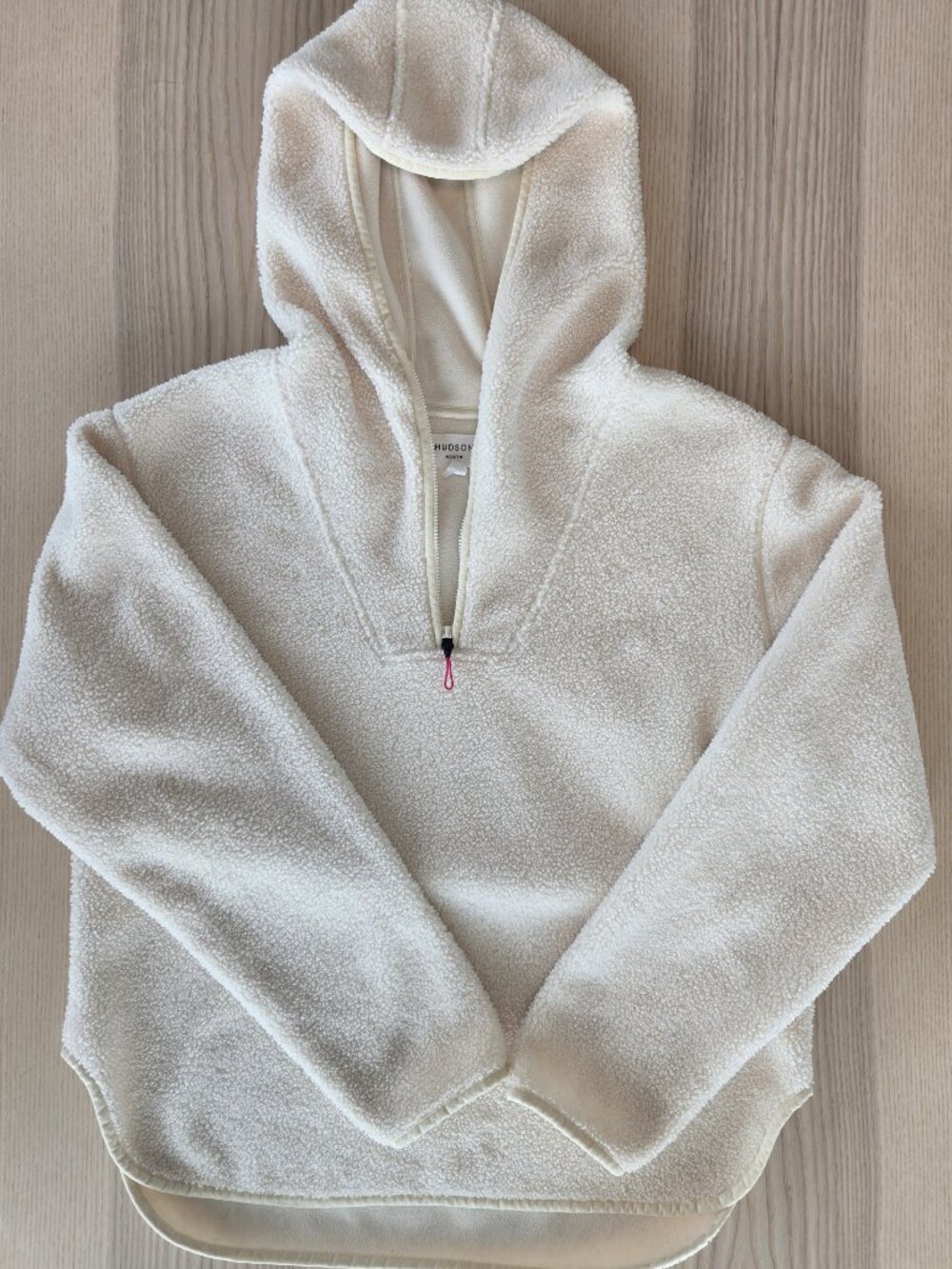 Hudson North Off White Fleece Half Zip Hoodie Pullover - Picture 4 of 8